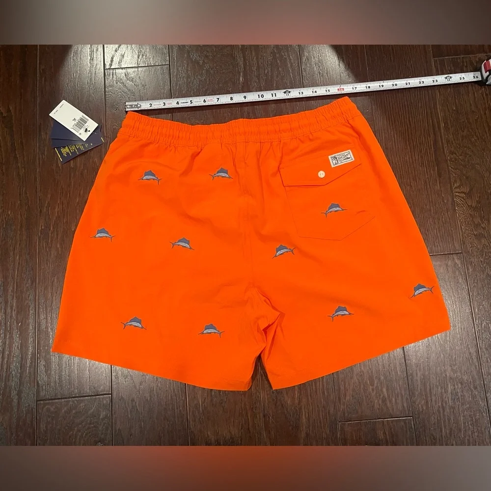 Polo Ralph Lauren Traveler Classic Swim Trunk Orange Sailfish Size X-Large NEW